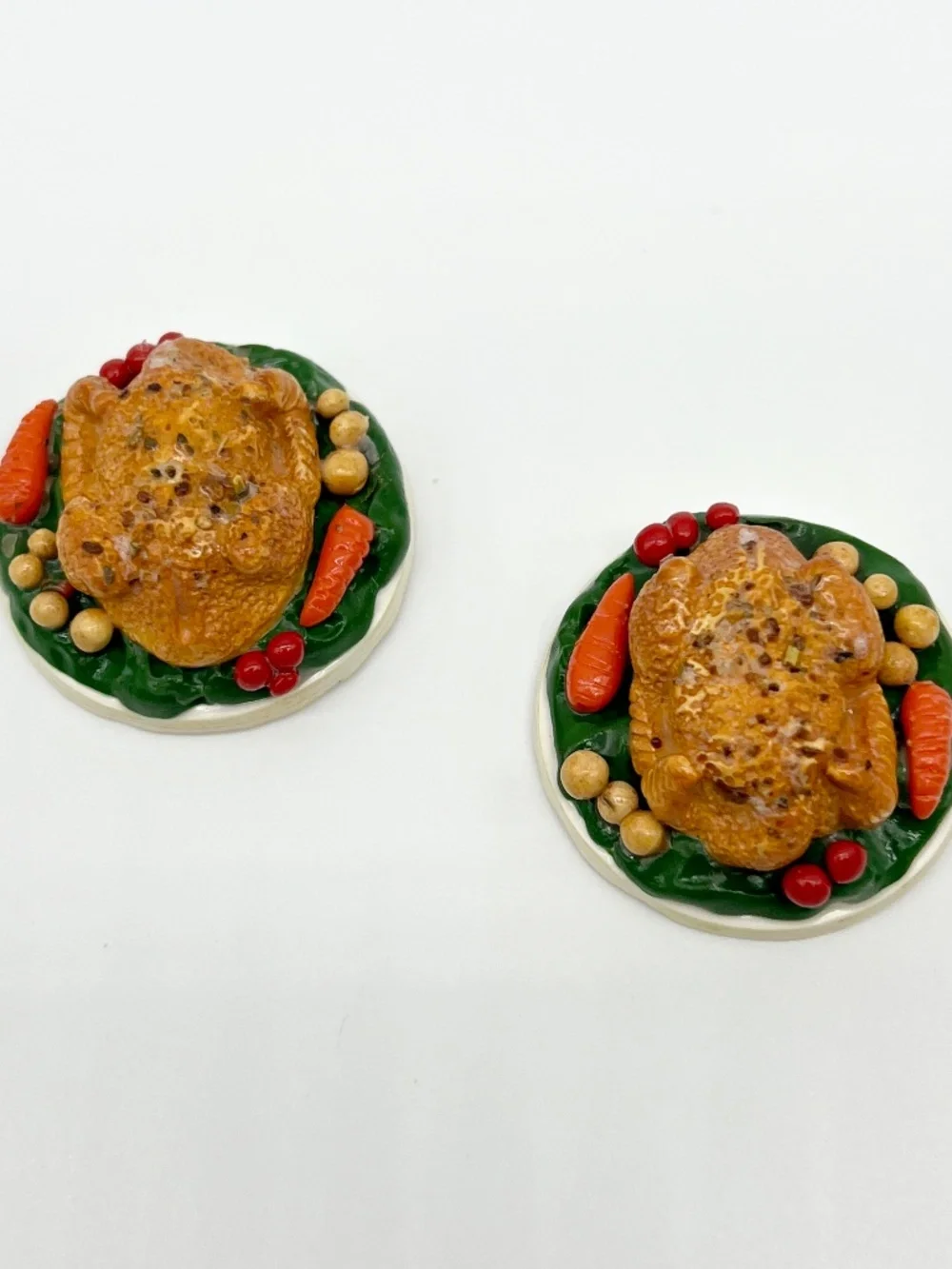 Thanksgiving Turkey Platter Keychain or Bag Clip | Handmade Mini Food Accessory